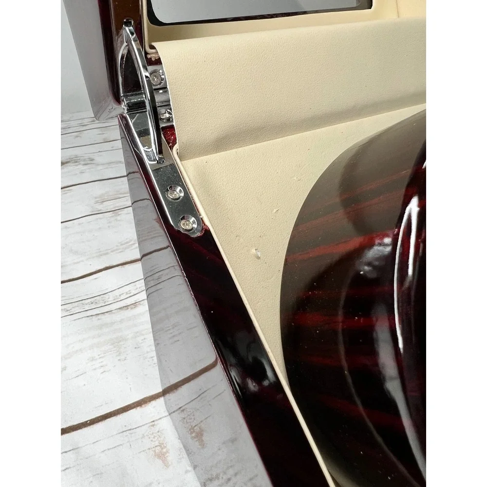 JQUEEN Double Watch Winder Mahogany Wood Automatic Rotator Brown 2-Slot Box
